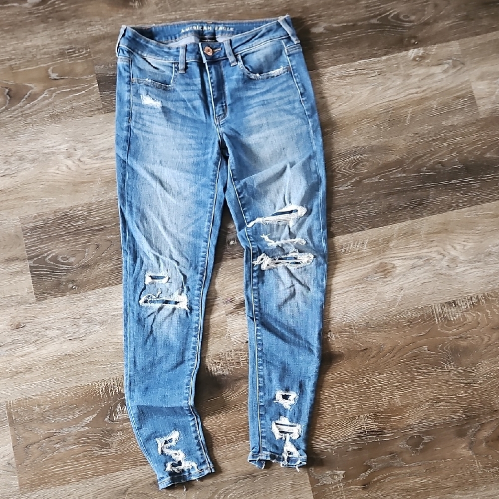 American Eagle Outfitters Ripped Blue Skinny Jeans